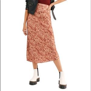 NEW Free People Normani Bias Printed Skirt Snake